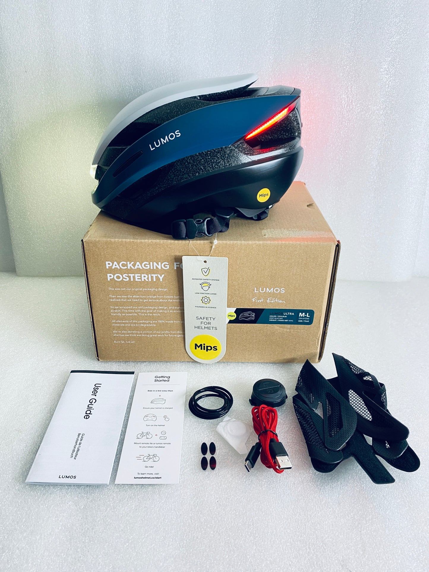 New Other Lumos Ultra Size M/L Bluetooth Deep Blue Mix Smart Helmet With Remote