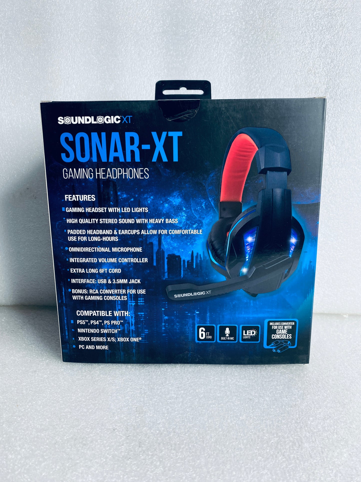 Lot Of 3 - New SoundLogic XT Sonar-XT LED Gaming Headphones With Microphone
