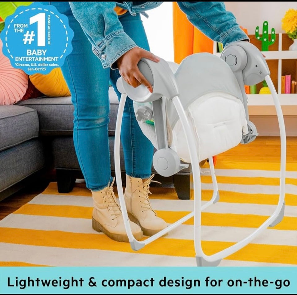 Bright Starts Automatic 6-Speed Portable Baby Swing, Whimsical Wild