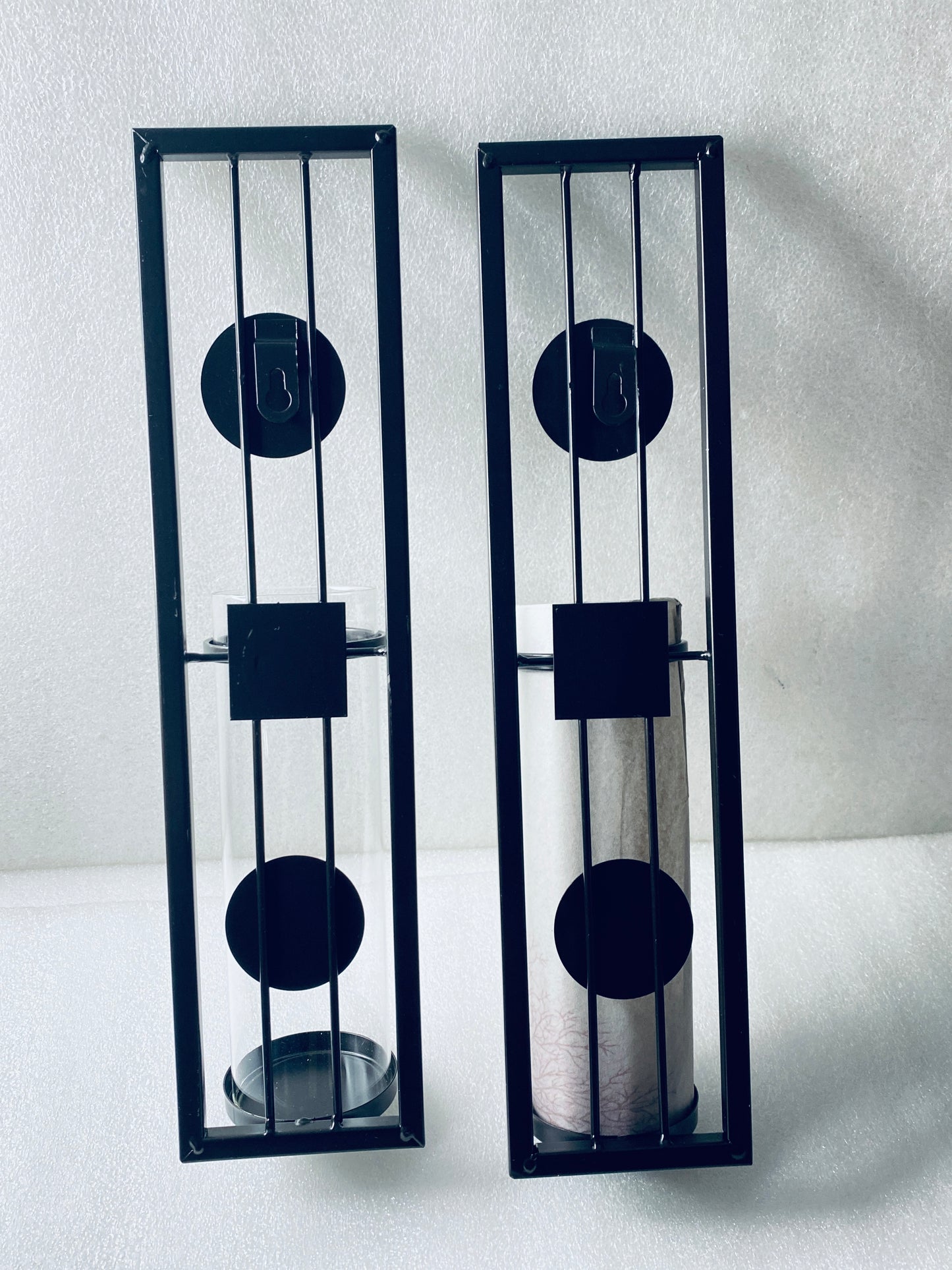 Set Of 2 – New Danya B Contemporary Iron & Glass Wall Sconces For Pillar Candles