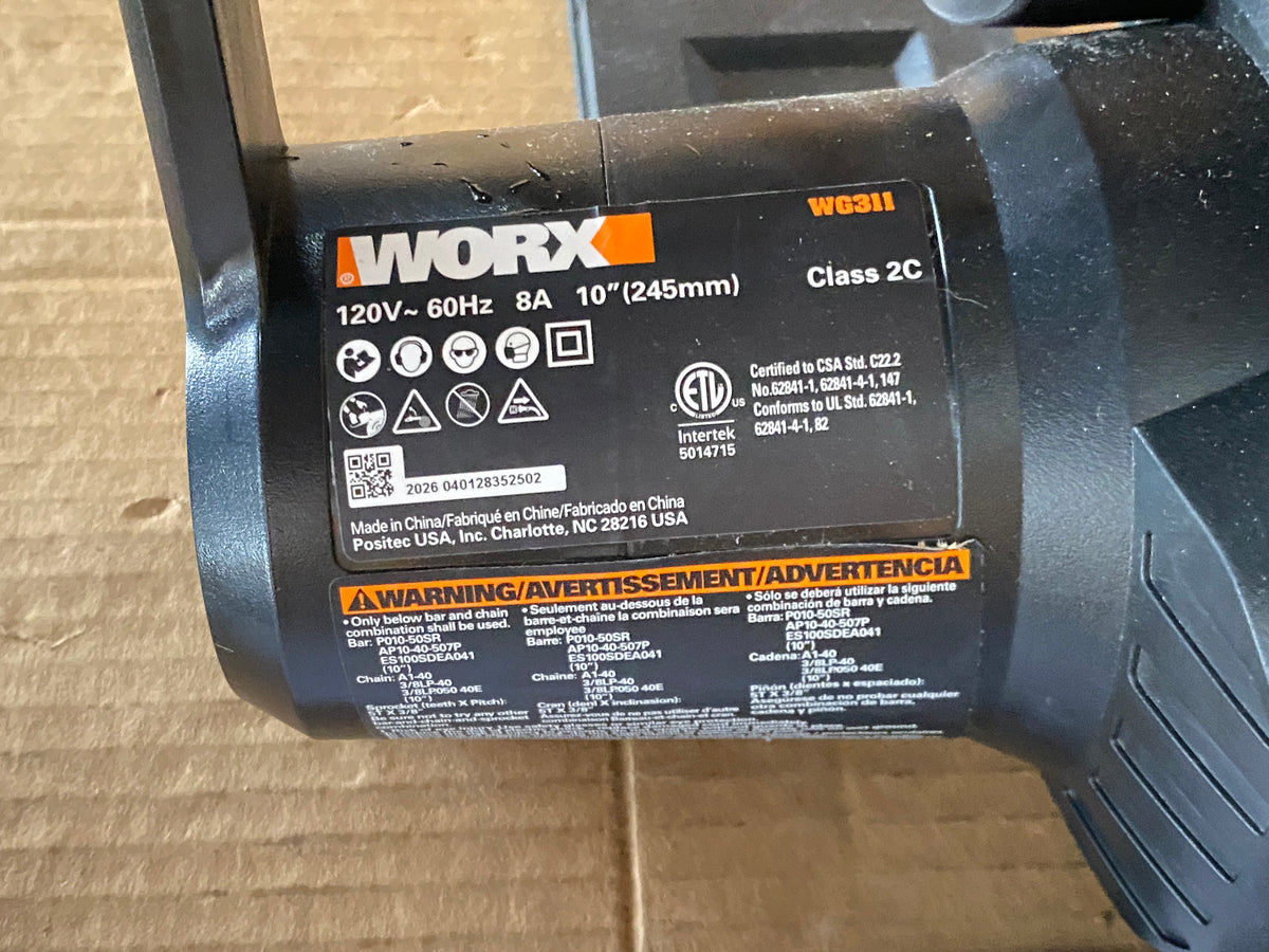 New Other WORX 10" 2-In-1 Electric Chainsaw/Pole Saw 8 Amp Up to 10 ft.