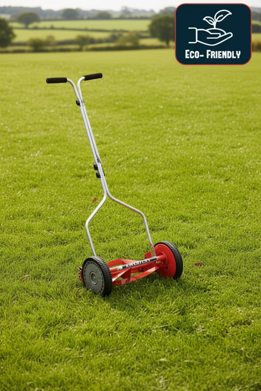 American Lawn Mower Company 14-Inch 4-Blade Push Reel Lawn Mower, Red