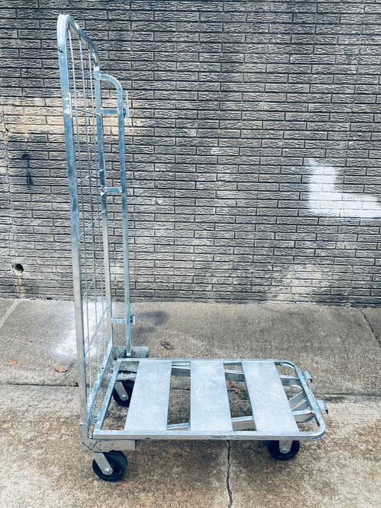 Aluminum Rolling Transport Platform Cart With 4 Castors & Supplies Hanging Rack