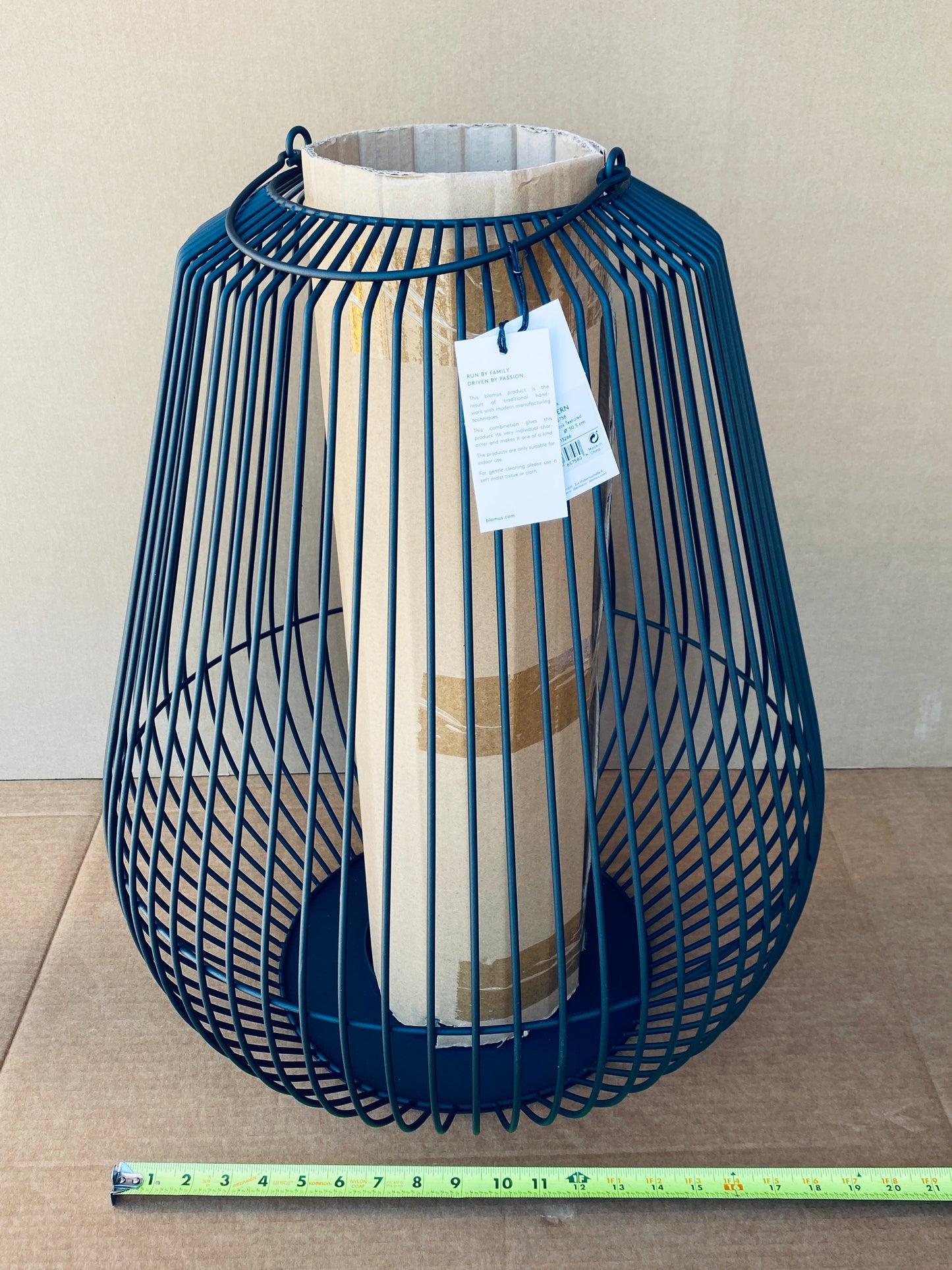 New - Blomus 20” W x 24” H 65758 Nidea Iron Lantern, Matte Black Textured