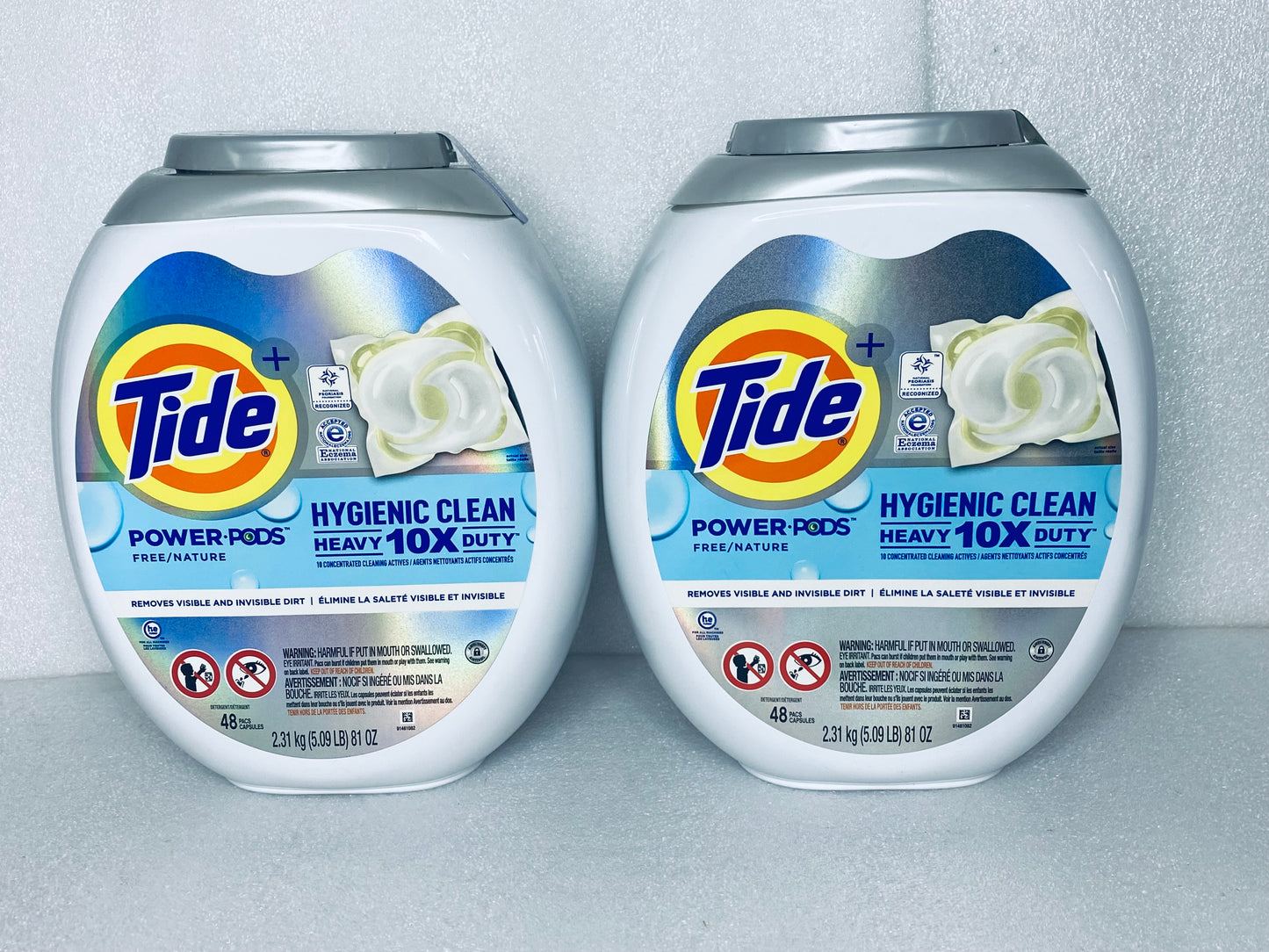lot of 2 new - tide power pods hygienic clean heavy 10x duty, 96 count total