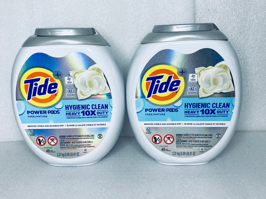 lot of 2 new - tide power pods hygienic clean heavy 10x duty, 96 count total