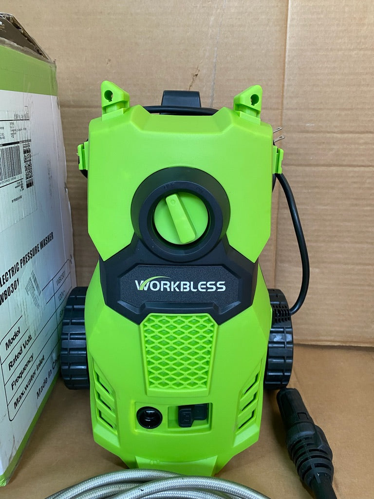 WorkBless 1200 PSI Electric Power Pressure Washer With Angle-Adjustment Nozzle, Green