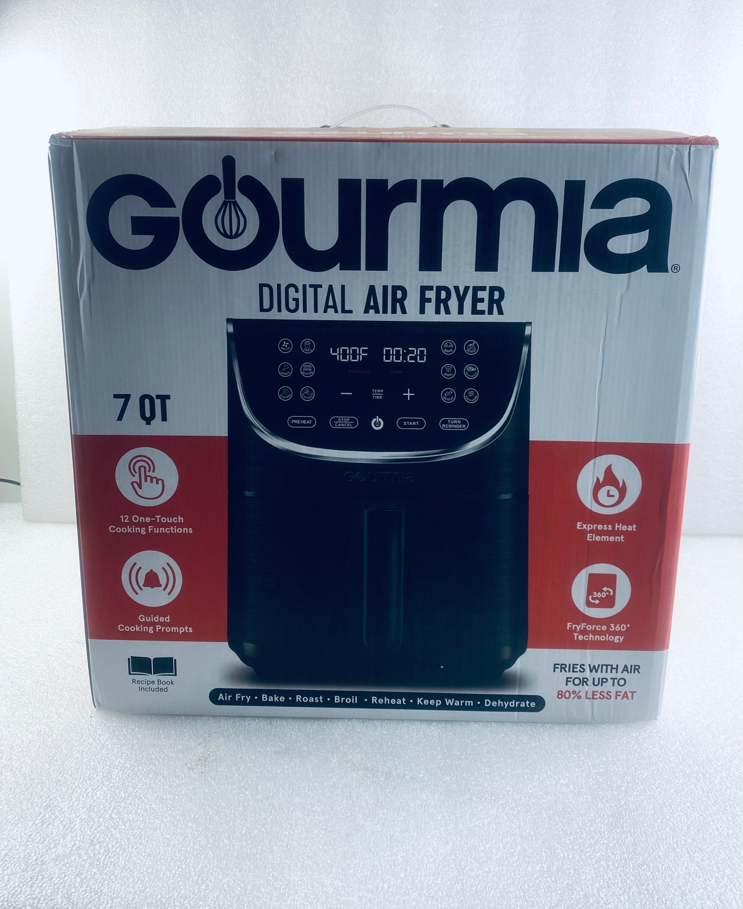 New Gourmia 7 Quart Digital Air Fryer With LED Display, Black