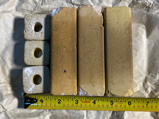 Lot Of 6-Kiln (3) Approx. 5" Tall x 1 1/2" Wide Squared End Posts & (3) 1" Tall