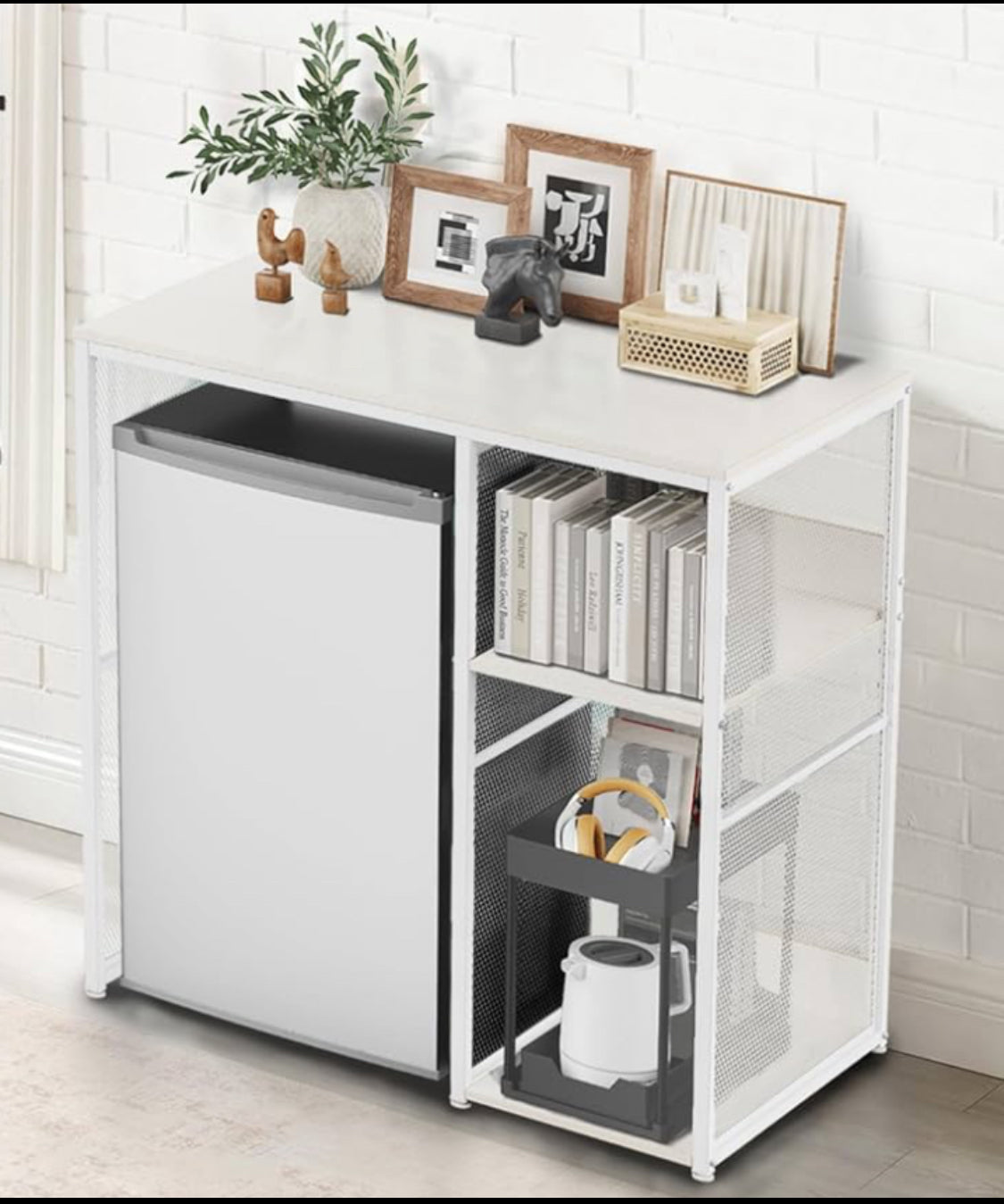 New Other KirKical 3-Tier Coffee Bar Cabinet With Mini Fridge Space, White