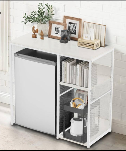 New Other KirKical 3-Tier Coffee Bar Cabinet With Mini Fridge Space, White