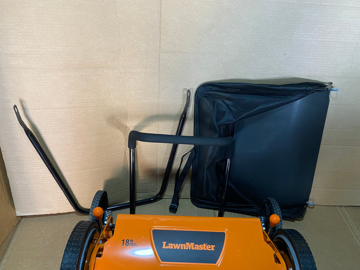 Like New LawnMaster 18" 5-Blade Manual Push Reel Lawn Mower, Orange/Black