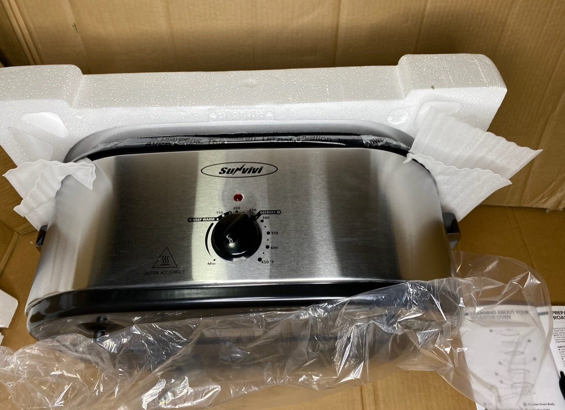 New Open Box Sunvivi 20QT Electric Roaster Oven W/ Removable 3-Bin Buffet Server