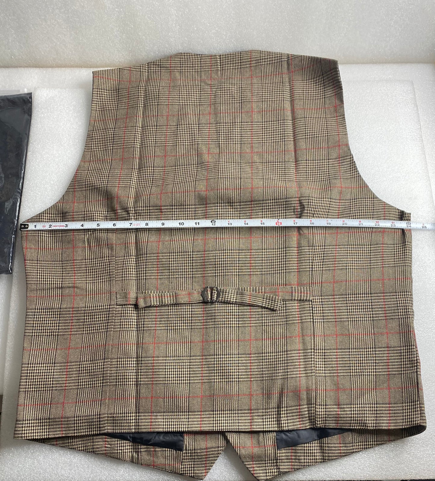 New Cloudstyle Men's Vintage Suit Vest Plaid Tweed Casual Waistcoat Marron 2XL