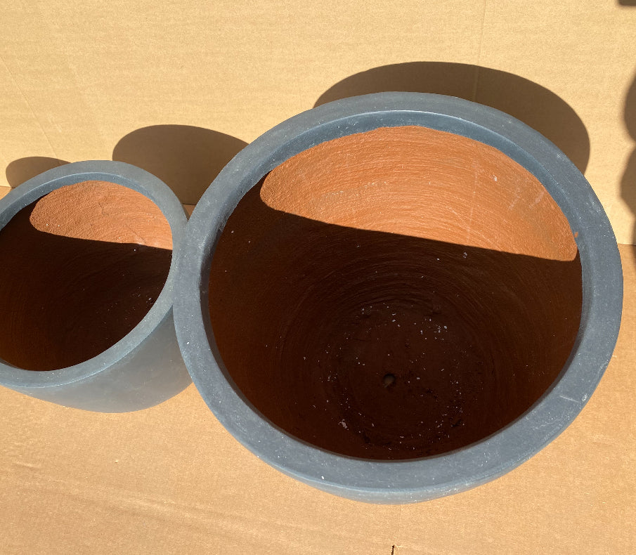 Set Of 3 - New Other Kante 18",14",10" Dia Concrete Round Planters, Dark Gray