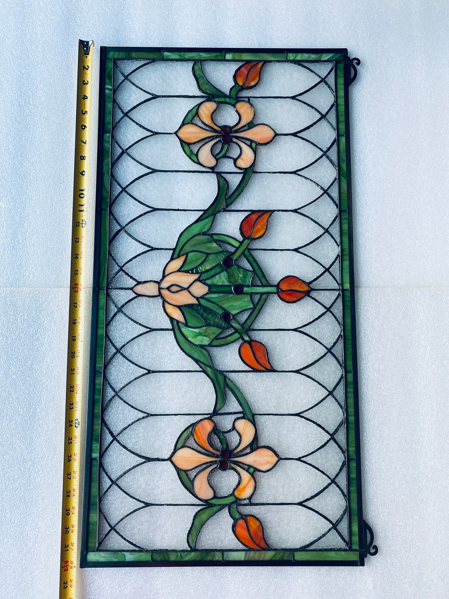 new Open Box-VEVOR 32”x17” Horizontal Hanging Transom Stained Glass Window Panel