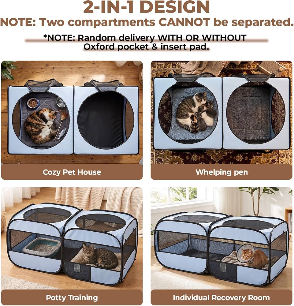 Like New EighteenTek 73” 2-in-1 Pop Up Dog/Cat Playpen, Grey