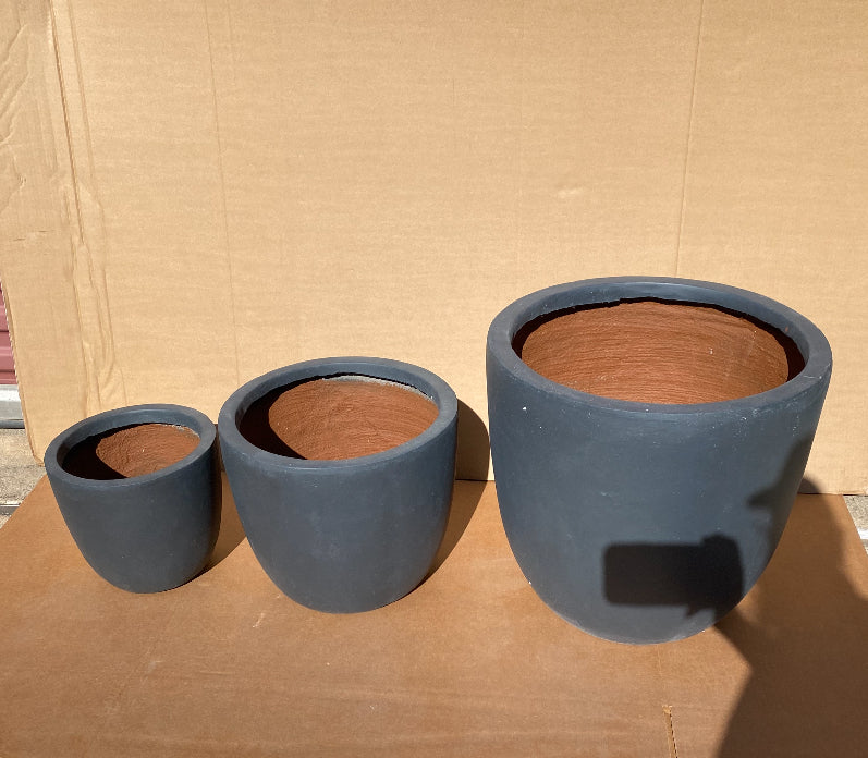 Set Of 3 - New Other Kante 18",14",10" Dia Concrete Round Planters, Dark Gray