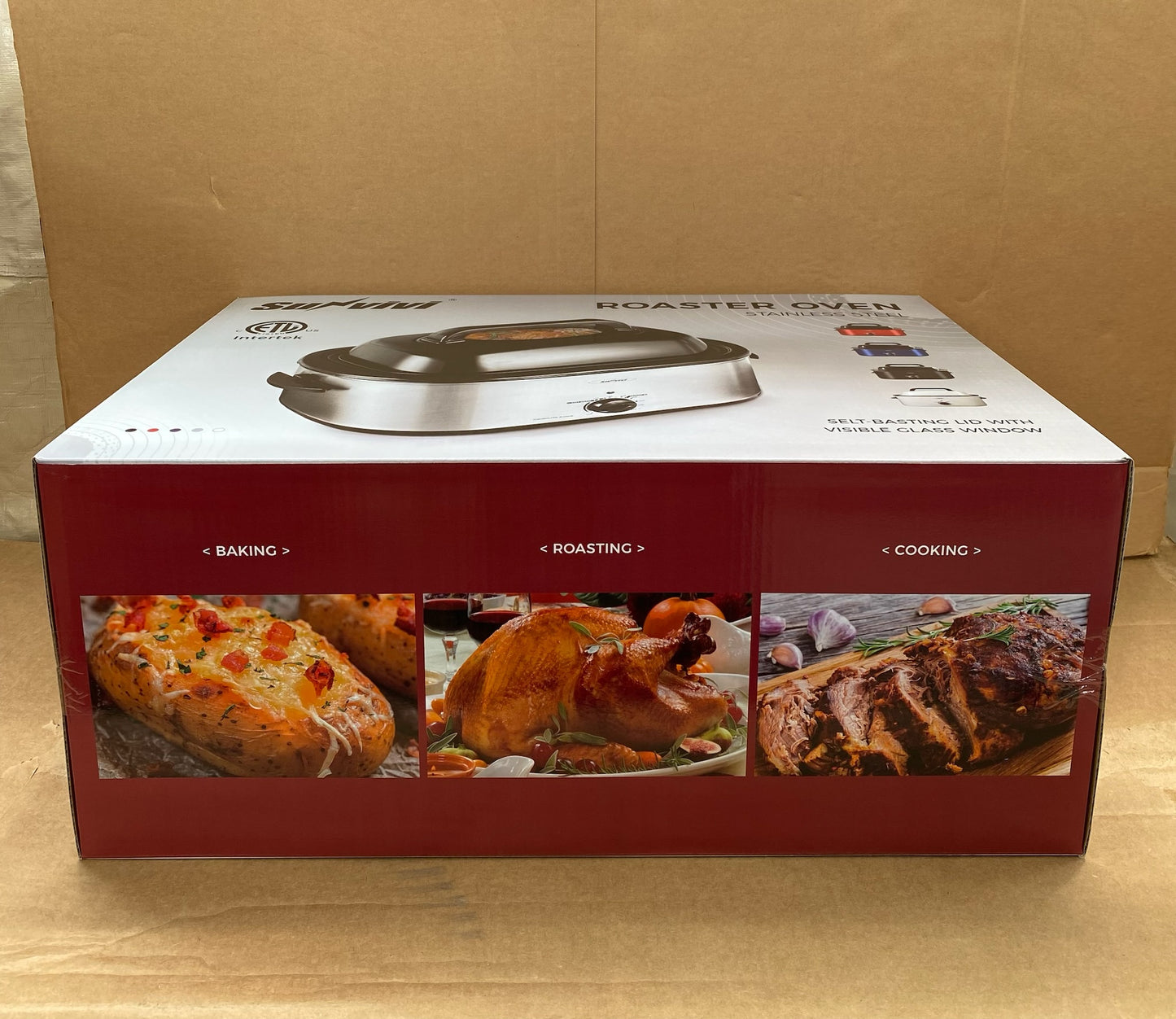New Sunvivi 26 Qt Electric Roaster Oven W/ Glass Lid & Cool-Touch Handles, White