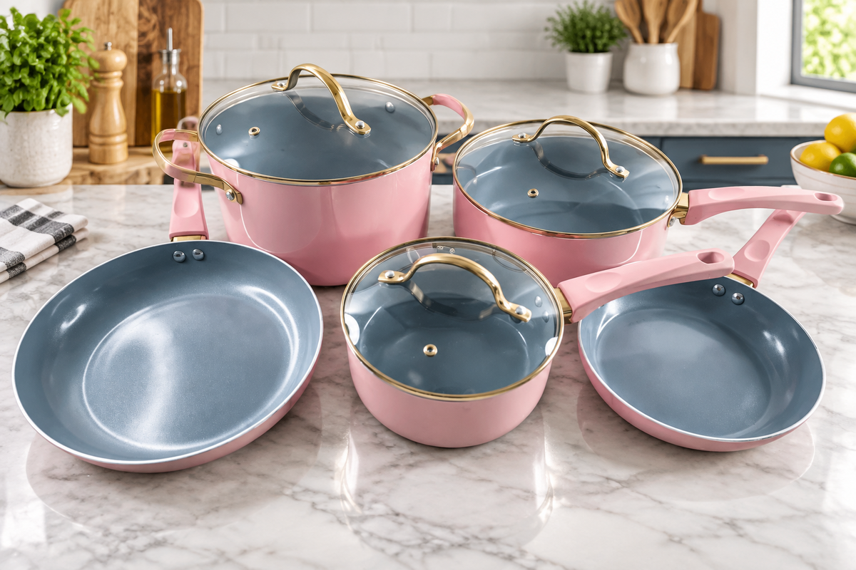 New Other Paris Hilton 12-Pc Pink Epic Nonstick Pots & Pans Cookware Set W/Lids