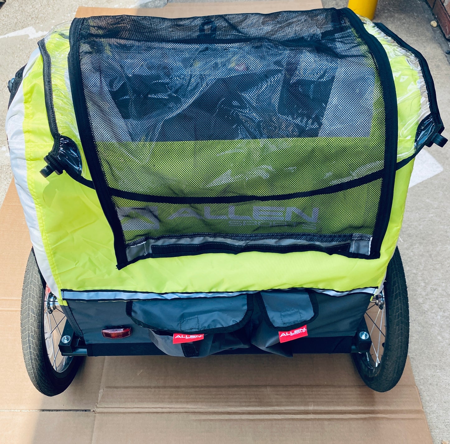 Allen Sports Deluxe Steel 2 Child Bike Trailer, Green