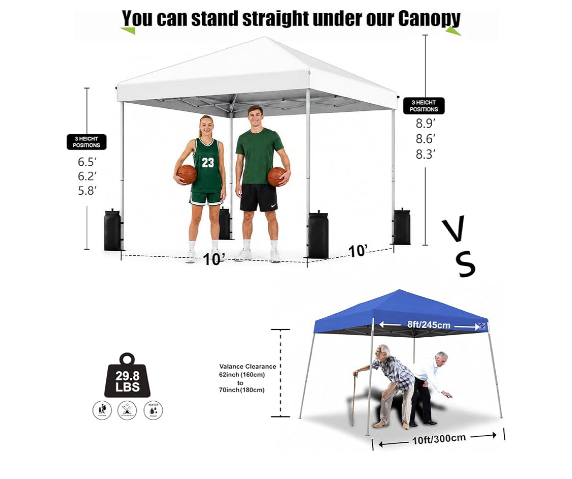 New Other SANWAY 10' x 10' One Push Setup Pop Up Canopy Tent, Silver White