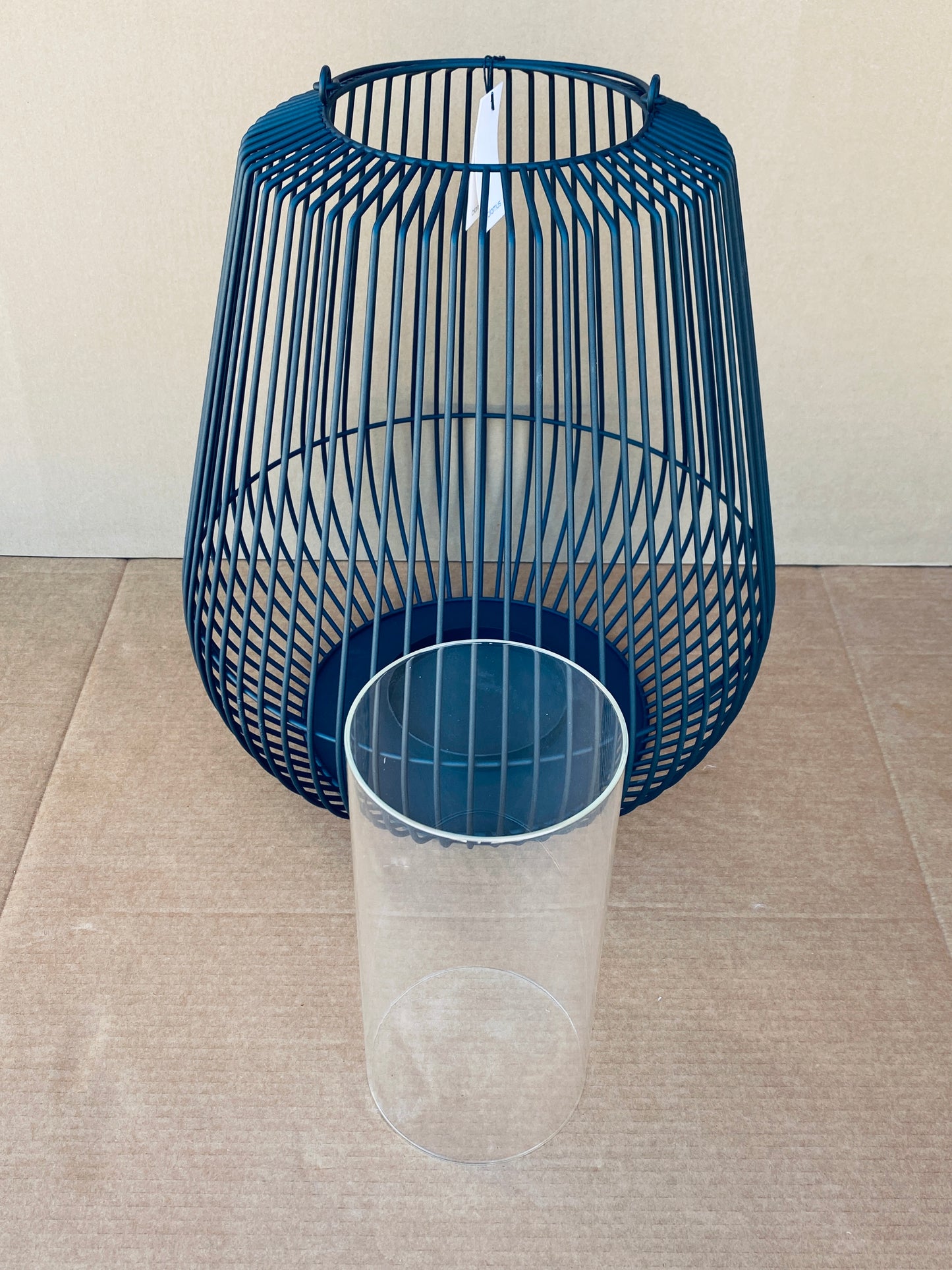 New - Blomus 18” W x 21” H 65757 Nidea Iron Lantern, Matte Black Textured