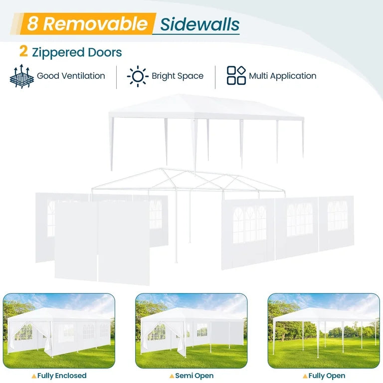 Like New HOTEEL 10’ x 30’ Party Tent With 8 Removable Walls for Events, White