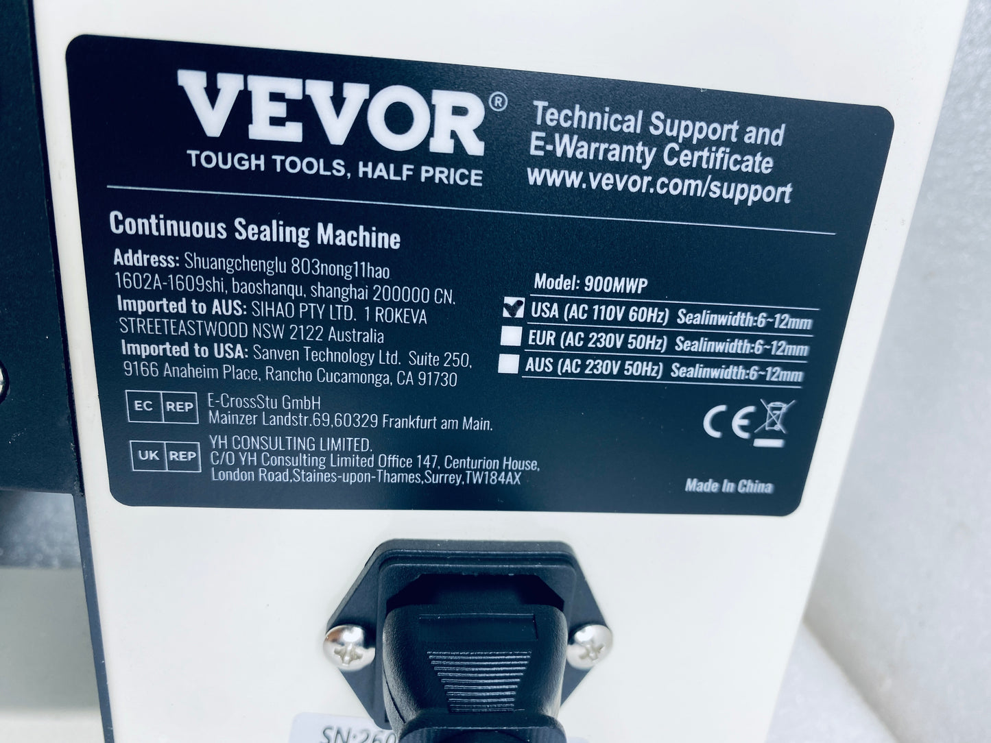 New Open Box VEVOR Continuous Bag Band Sealing Machine With Temperature Control