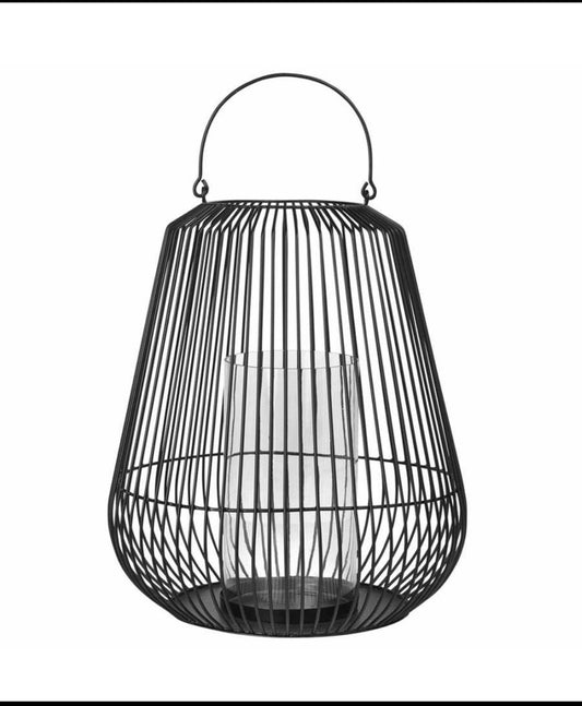 New - Blomus 20” W x 24” H 65758 Nidea Iron Lantern, Matte Black Textured