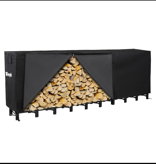 New Other Werph 12FT In/Outdoor Heavy Duty Firewood Rack With Cover, Black