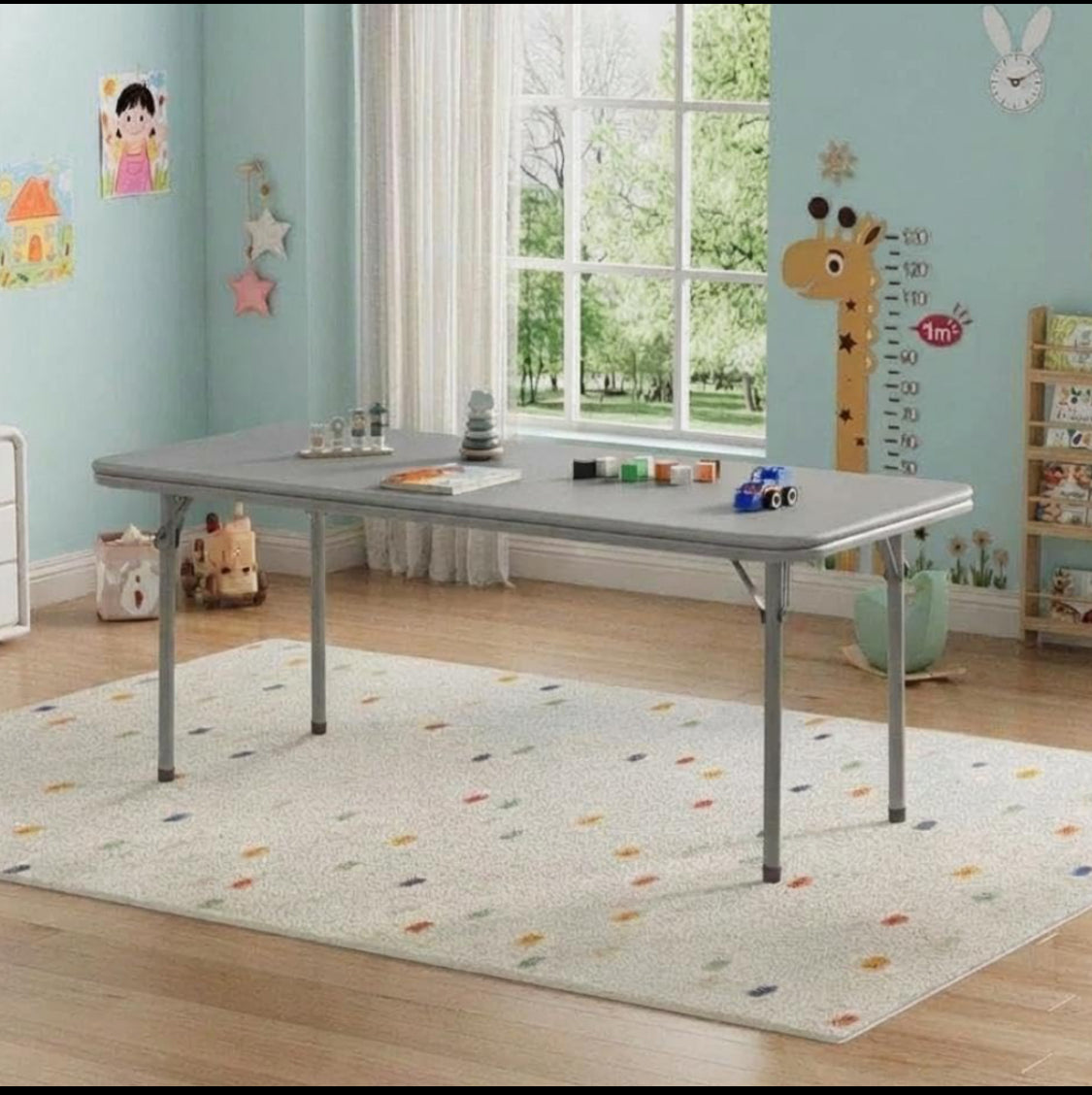 New Other Garvee Kids Grey In/Outdoor Folding Table, 47 1/2" x 20 1/4" x 20 1/4"