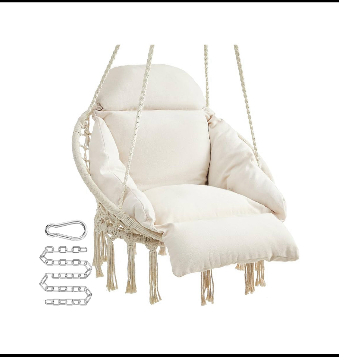 New Open Box SONGMICS Hanging Boho Swing Chair With Large Thick Cushion