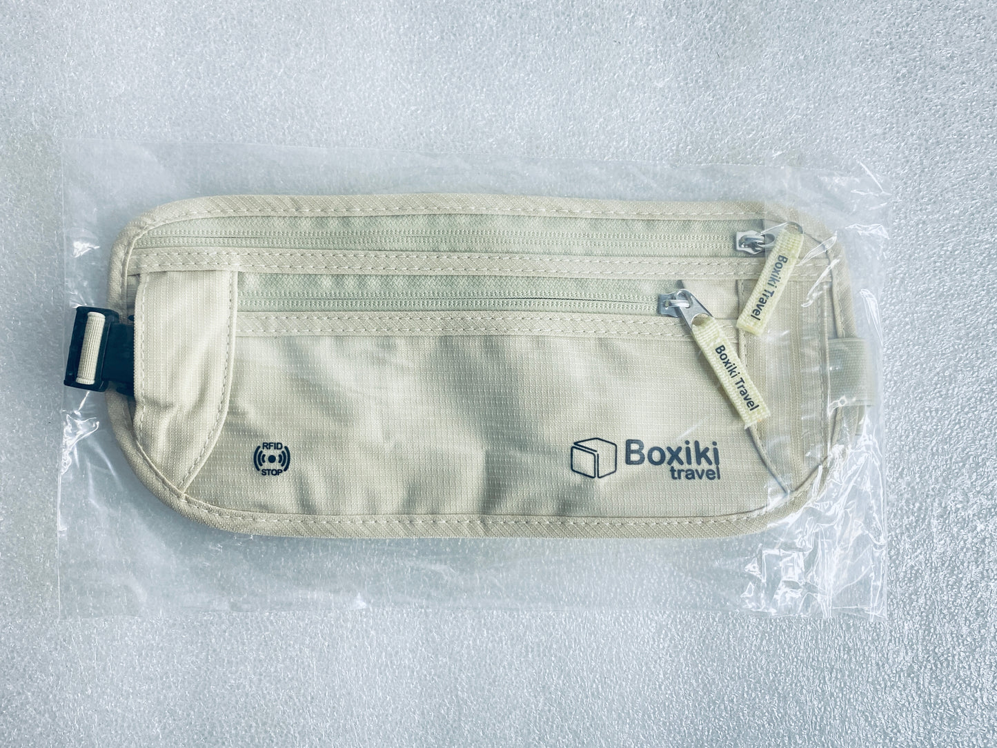 New Boxiki RFID Blocking Money Belt For Travel With Adjustable Strap, Beige