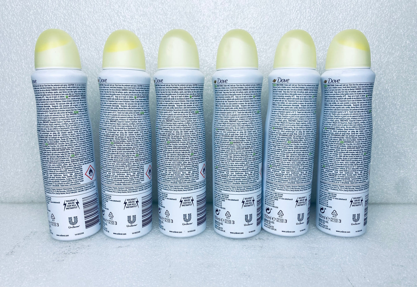 Lot Of 6 - New Dove Go Fresh Anti-Perspirant Spray, Grapefruit & Lemongrass Scent