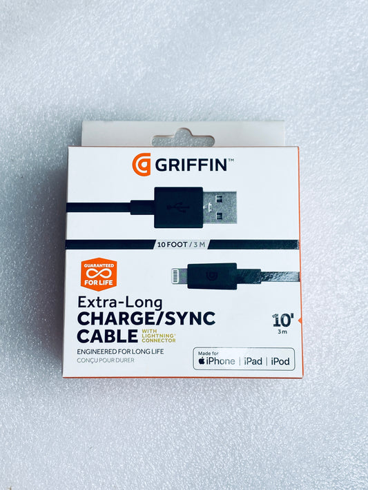 Lot Of 2 - New Griffin 10'/3M Charge/Sync Cable W/ USB To Lightning Connector