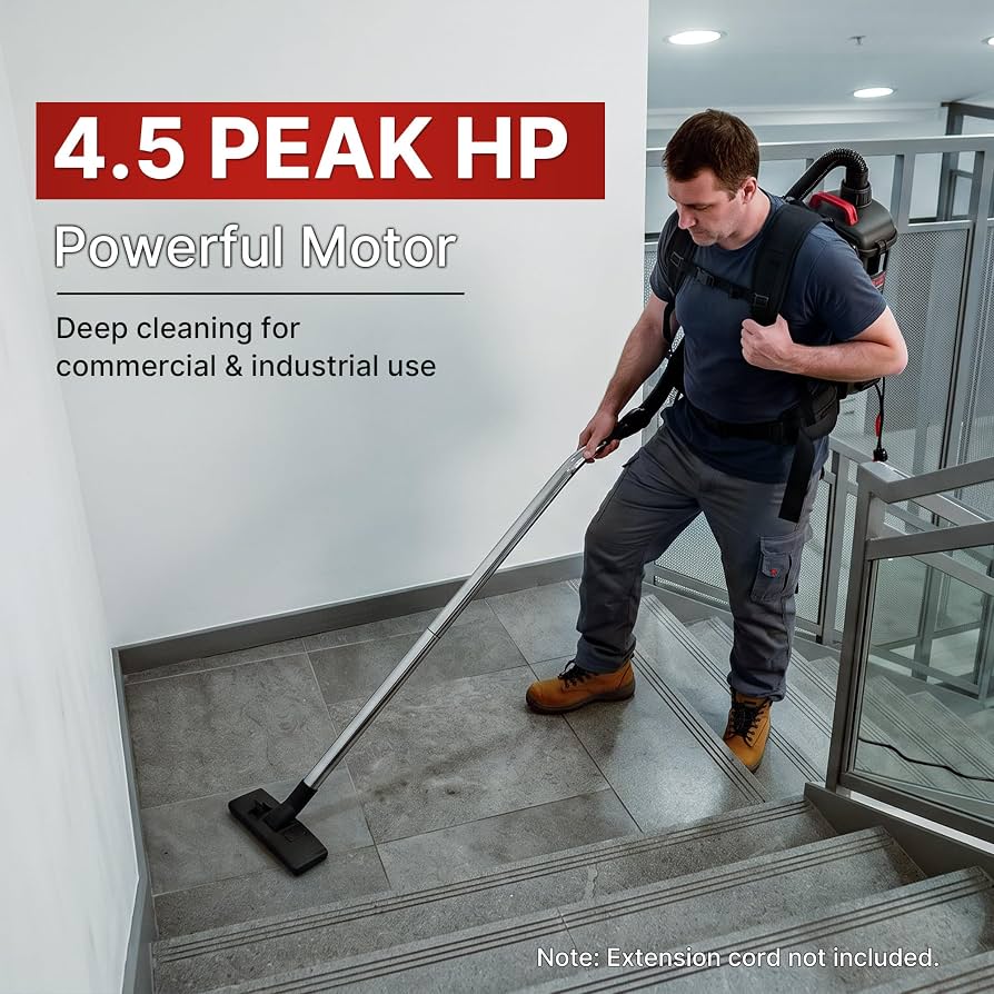 Shop-Vac Commercial 1.5 Gallon 4.5 PHP Corded Canister Backpack Vacuum, Black
