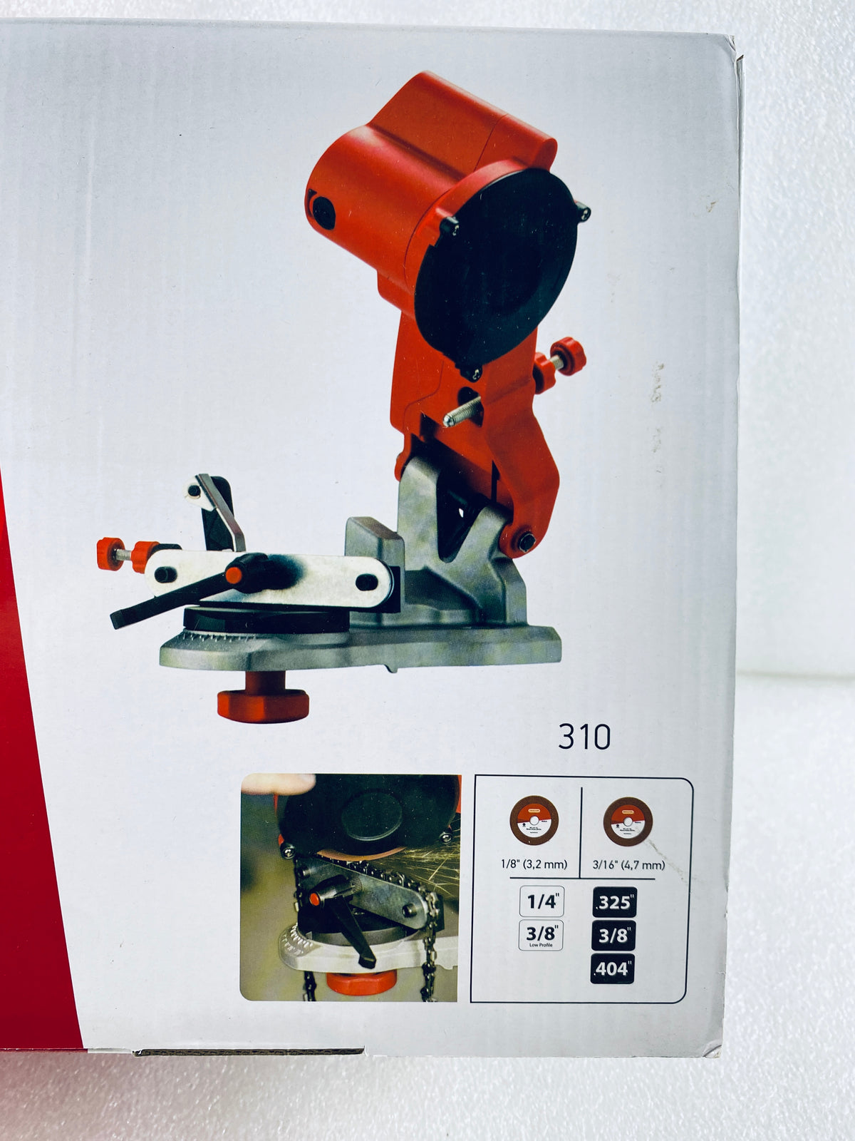 Oregon Compact 120V Bench Grinder, Universal Saw Chain Sharpener, Red