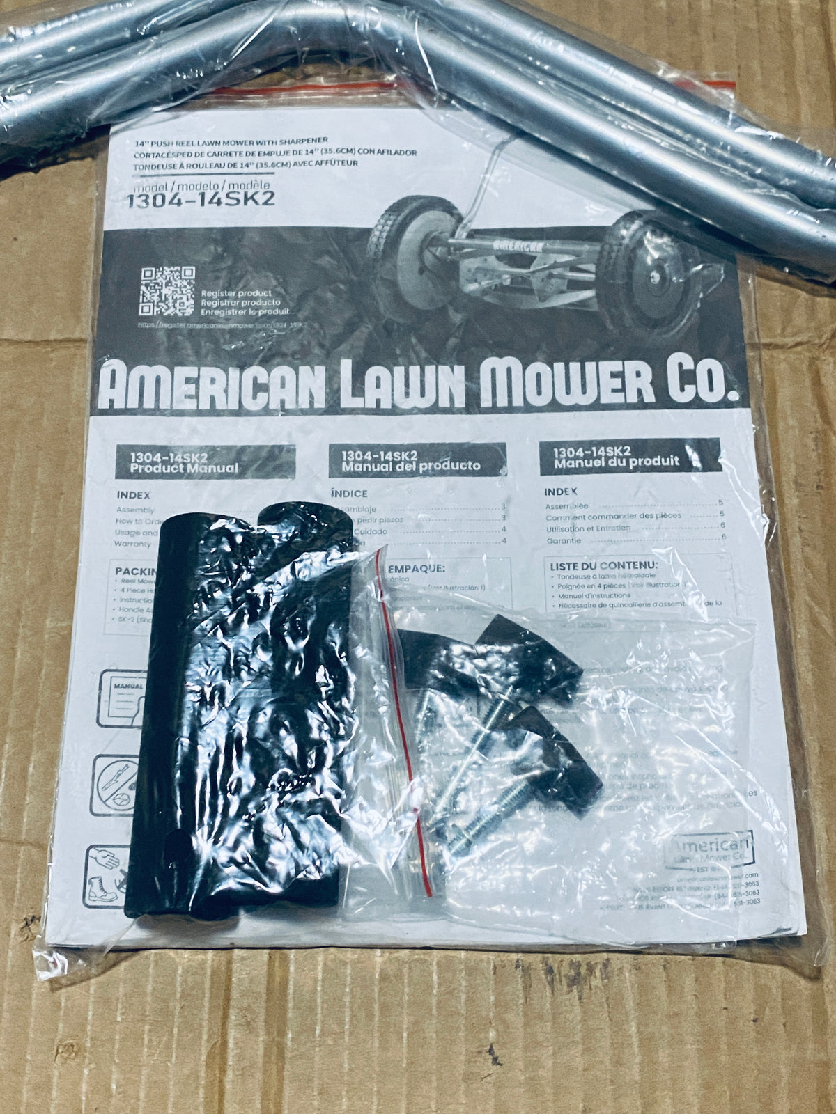 New Open Box American Lawn Mower 14-Inch 5-Blade Reel Mower With Sharpener, Blue