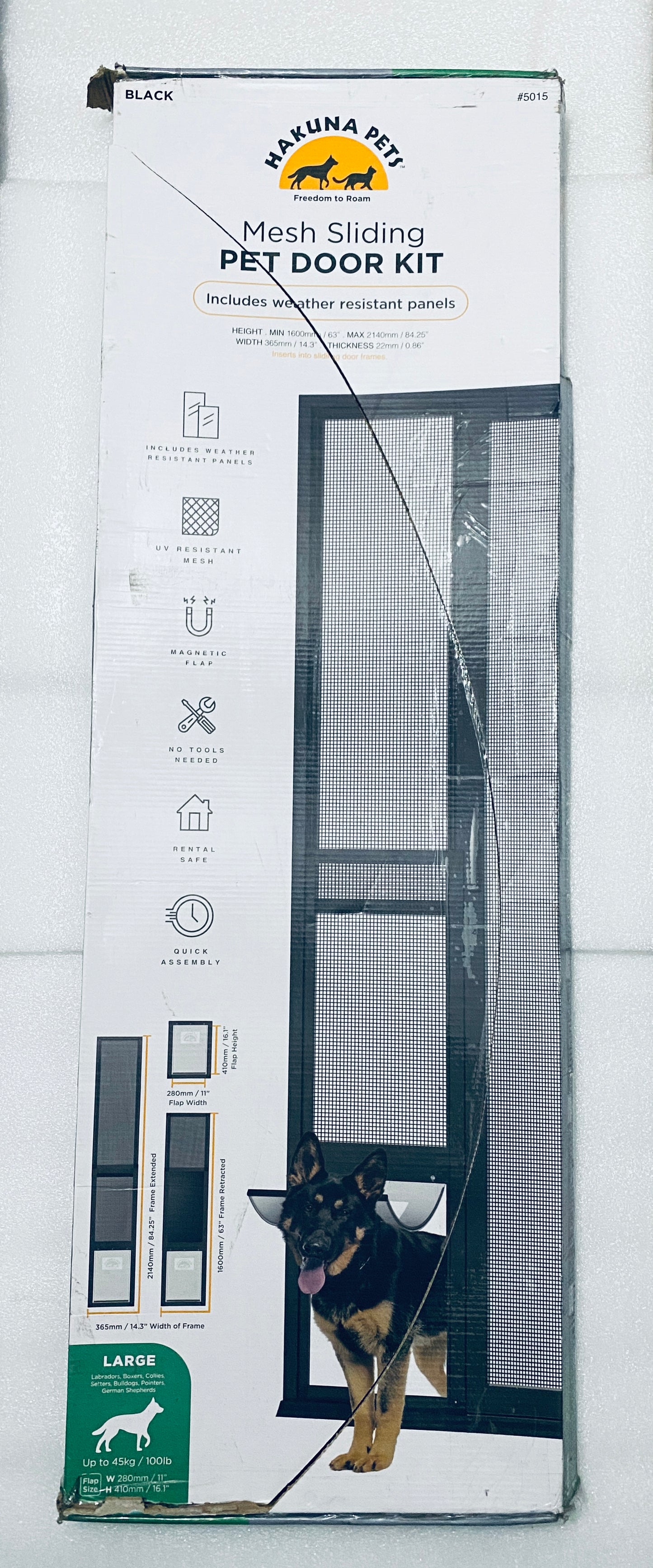 New Other - Hakuna Pets Large Adjustable Patio Pet Door For Sliding Doors, Black