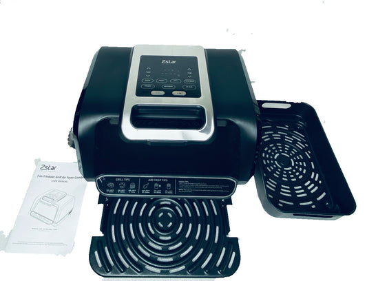 New Other Zstar 7-in-1 Indoor Air Fryer Grill Combo, GZ01, Black With Tongs