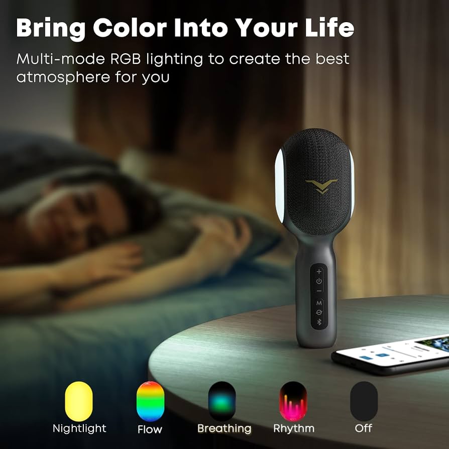 New StageSound Portable Bluetooth Karaoke Mic Speaker With Dynamic RGB Lights