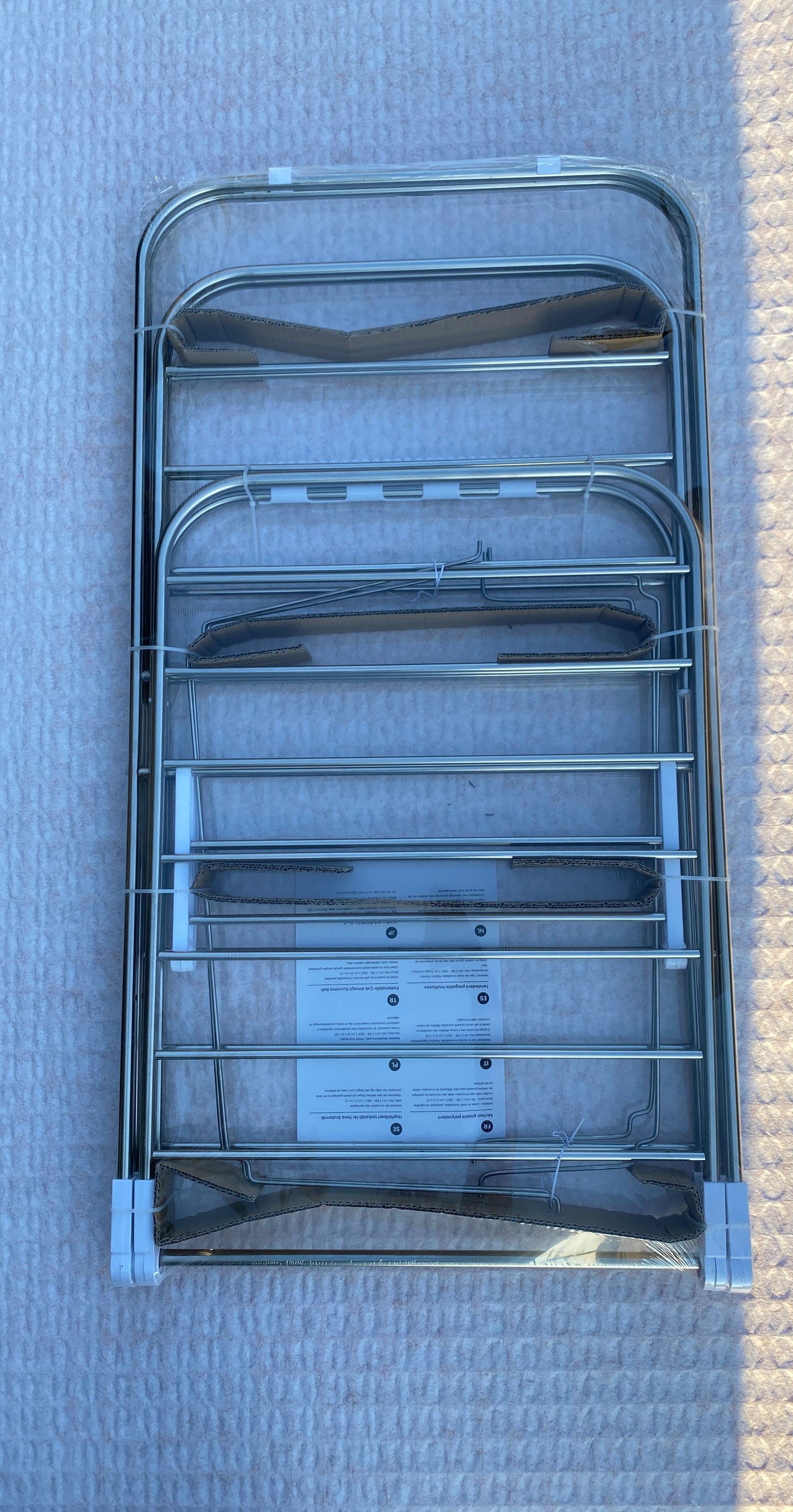 New SONGMICS Foldable 2-Level Laundry Clothes Drying Rack, Silver