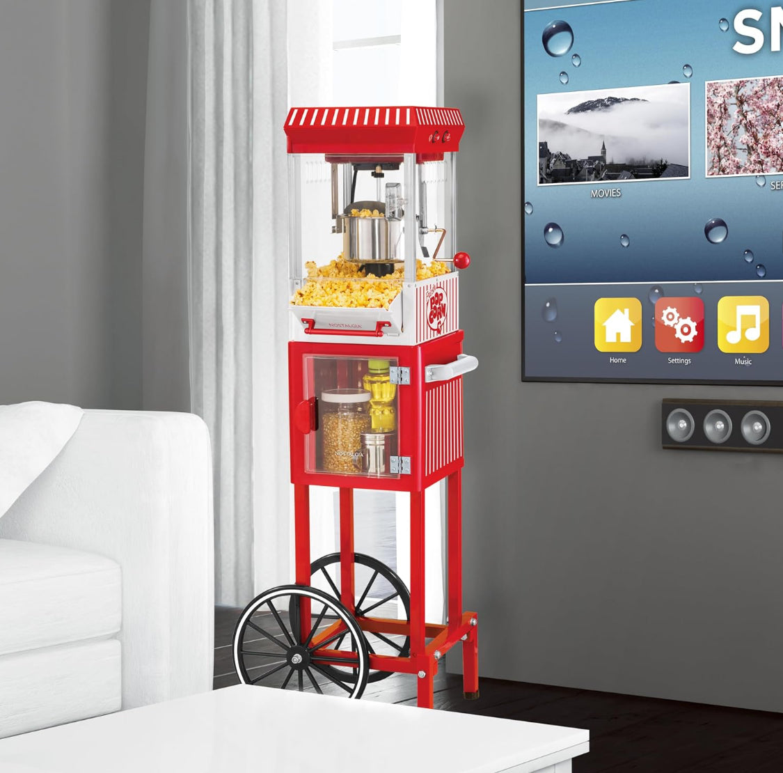 New Other Nostalgia Popcorn Maker Machine With Professional Cart & 2.5 Oz Kettle