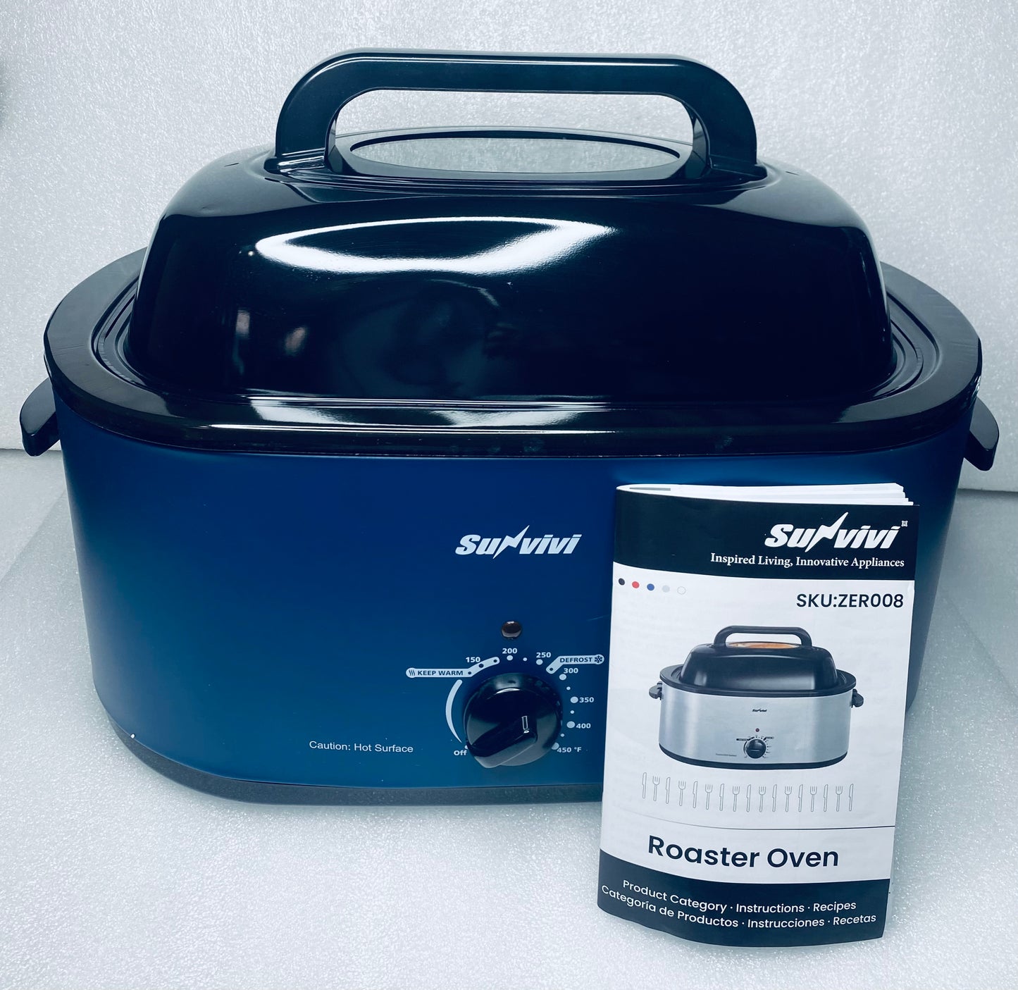 new Other - Sunvivi 28 Qt Roaster Oven Self-Basting Lid W/ Viewing Window, Blue