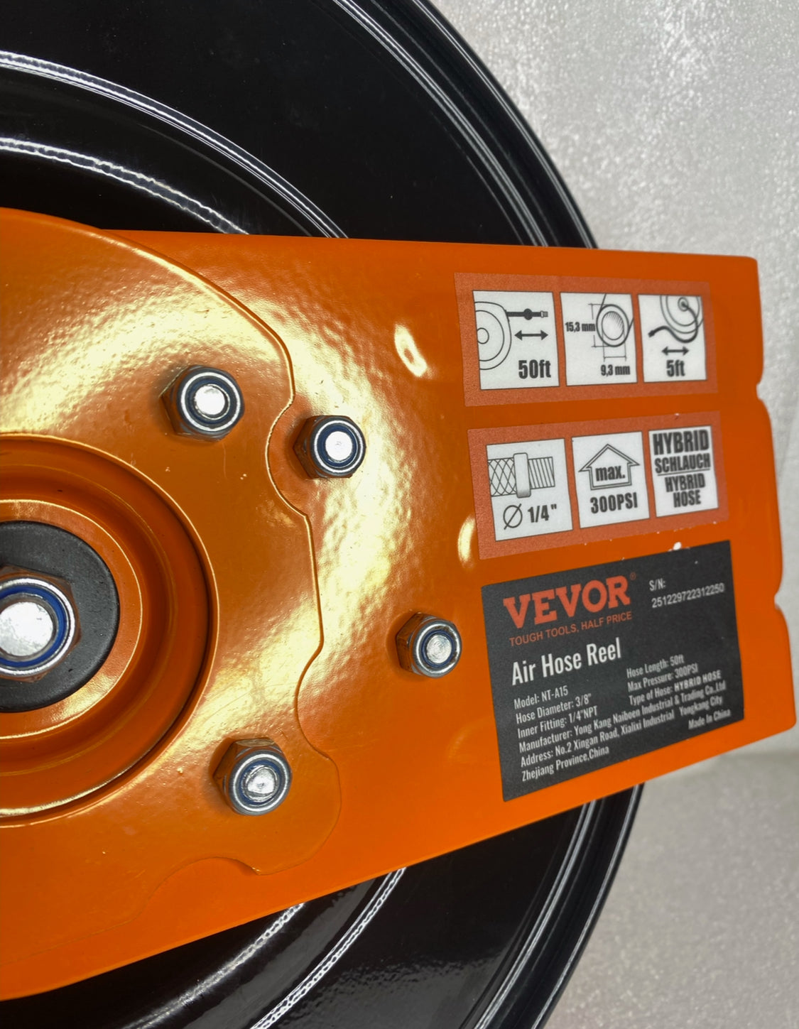 New Other VEVOR Retractable Air Hose Reel, 3/8” x 50’ Hybrid Air Hose Max 300PSI