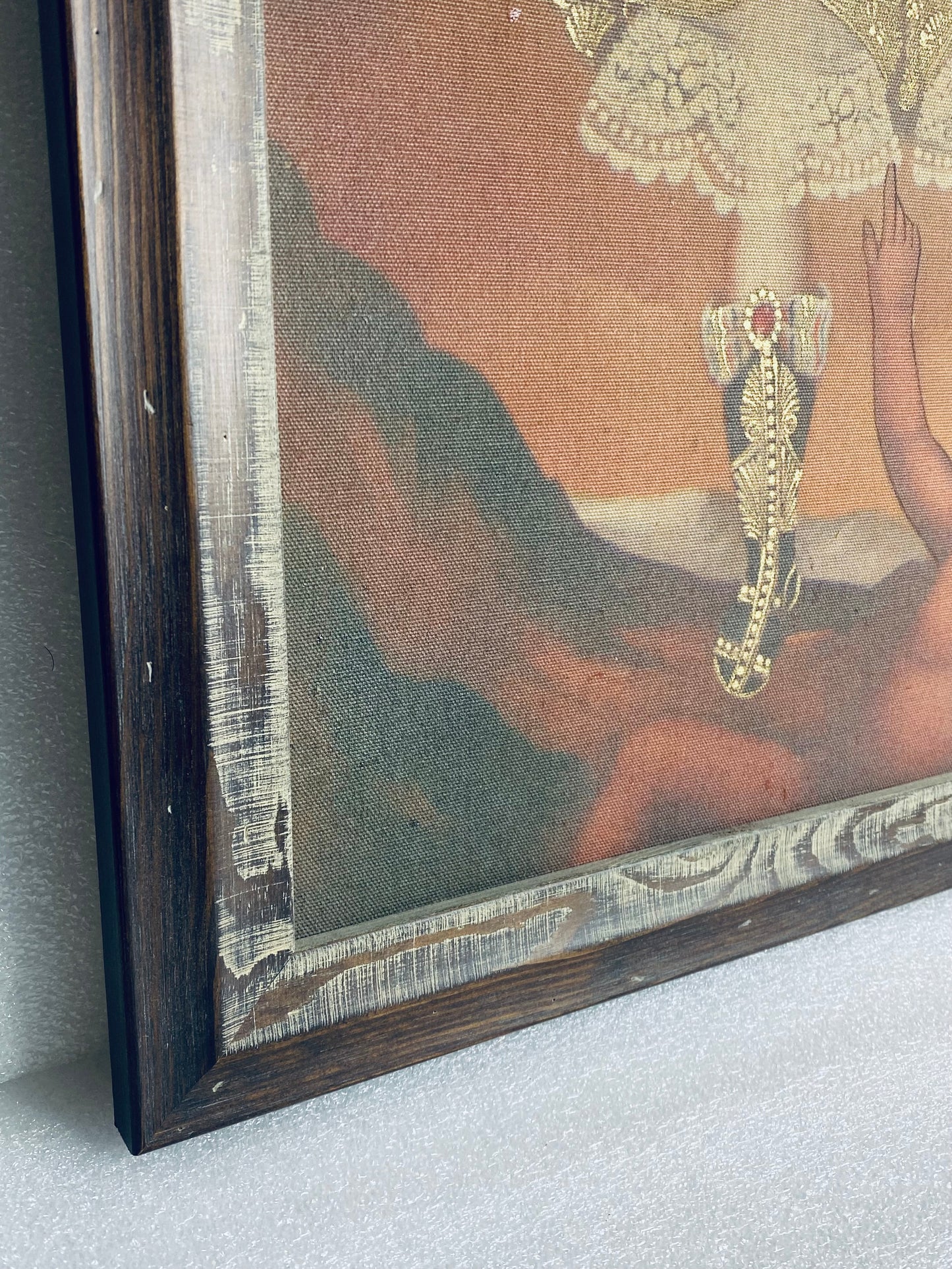 Religious Cusco Painting Michael Archangel Judging Satin, 26" x 18" x 1"