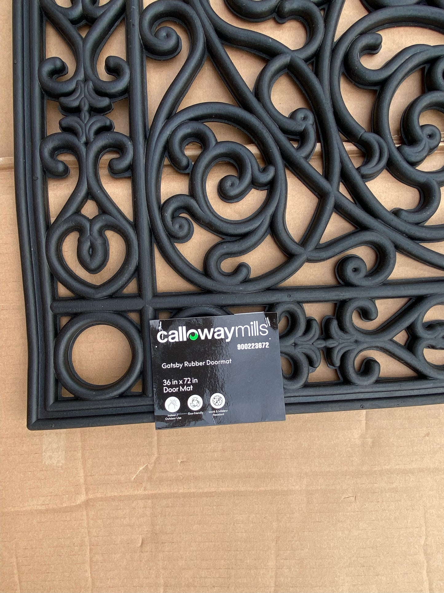New Other Calloway Mills 3' x 6' Gatsby Rubber Doormat, Black