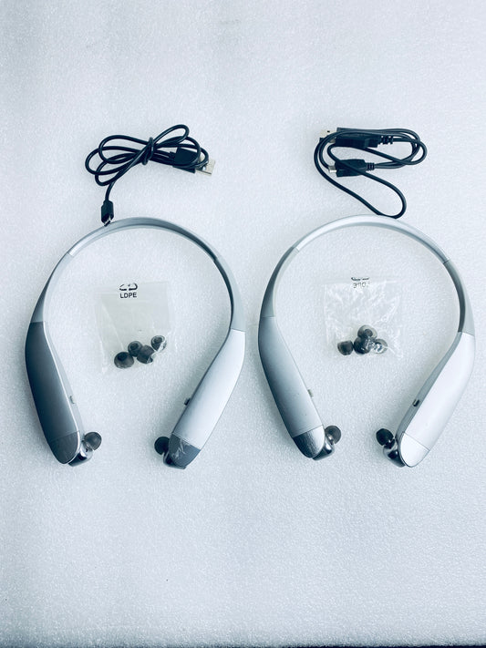 Lot Of 2 - Insignia Silver Bluetooth Noise-Canceling Wireless In-Ear Headsets