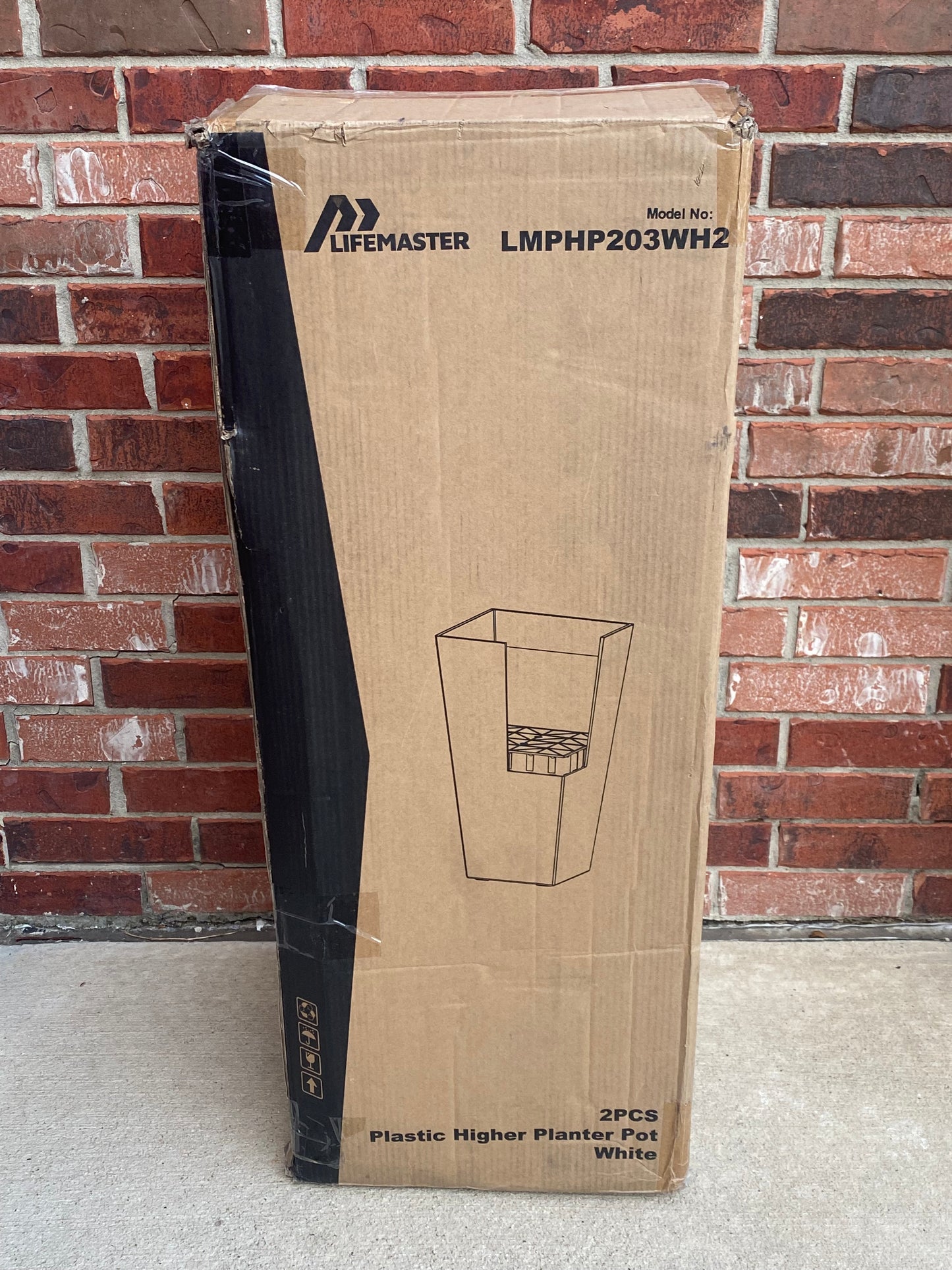 New (Set Of 2) Lifemaster 30” Heavy-Duty Indoor/Outdoor Large Planters, White